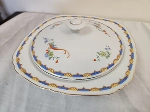 COVERED BOWL - SERVING VEGETABLE  Altrohlau Czechoslovakia  Golden Pheasant - Picture 1 of 13