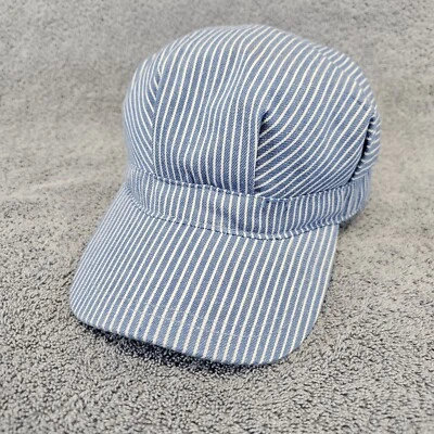 Train Engineer Hat Cap Conductor Blue White Striped Railroad Adult Costume OSFM - Image 1 of 4