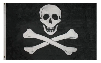 5X8 FT Embroidered Sewn Jolly Roger Edward England Pirate 300D Nylon 2ply Flag - Image 1 of 4