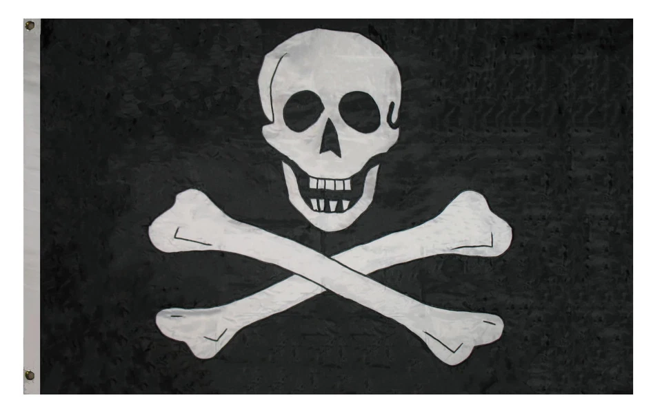 3x5 Embroidered Sewn Jolly Roger Edward England Pirate 300-D Nylon 2ply Flag - Image 1 of 3