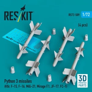 1:72 Python 3 misiles 4 piezas (Kfir, F-15, F-16, MiG-21, Mirage F.1, JF-17, FC-1) - Imagen 1 de 3