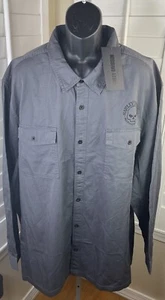 Harley-Davidson Willie G Skull LS Button Up Grey Shirt, Men’s Big & Tall Sz 5XL - Picture 1 of 6