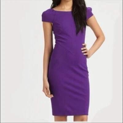 DIANE VON FURSTENBERG DRESS WOMENS 6 HELEN PURPLE WOOL BLEND SHEAT DRESS Easter - Image 1 of 4