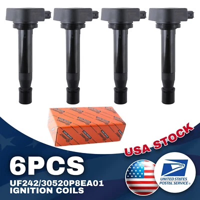 Juego de 6 bobinas de encendido negras para Acura TL V6 3,5 L 2007-2008 UF242/30520P8EA01 Foto 1 de 4