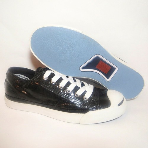 Scarpe da ginnastica Converse All Star Jack Purcell sneakers lucide taglia UK 4 5 nere