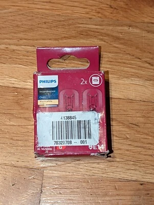 2 Philips Oven Light Bulb 300 Degree C 15W SES E14 240V Pair of 2 Oven Bulbs - Image 1 of 3