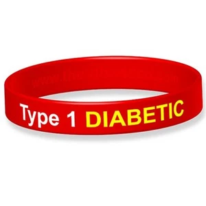 Type 1 Diabetic Silicone Medical Wristband - Picture 1 of 16