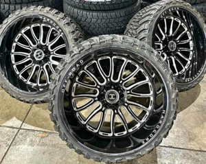 4 22x12 Hardcore HC101 Wheels  Tires 35125022  Black Milled 6 LUG GM  FORD RAM - Picture 1 of 4