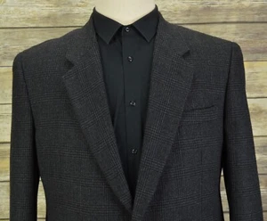 Mens grey Glen check blazer 48 regular wool charcoal single breast jacket coat - Picture 1 of 17
