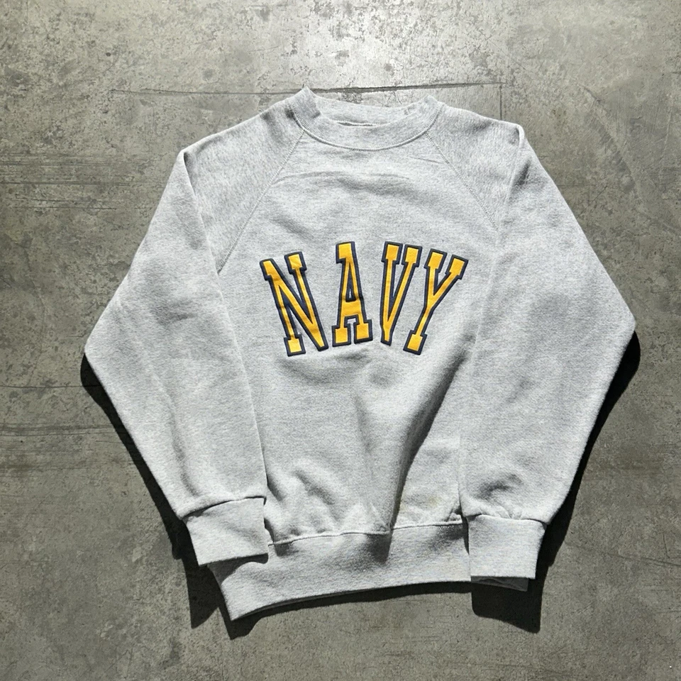 Sudadera Boxy Vintage Marina de los Estados Unidos Para Hombre Talla L Gris Amarillo Azul Marino Hecha en EE. UU. Foto 1 de 4