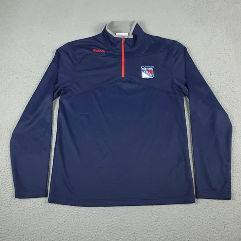 New York Rangers Sweater Mens XL Blue 1/4 Zip Pullover Long Sleeve Hockey NHL * Cover