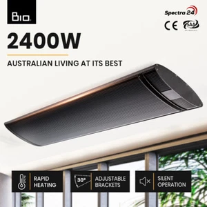 BIO 2400W Outdoor Strip Heater Electric Radiant Mounted Ceiling Wall 10A Plug - Picture 1 of 12