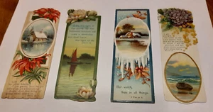 4 Vintage Bible Lesson Verse card bookmarks Sunday School Scripture on back - Picture 1 of 2