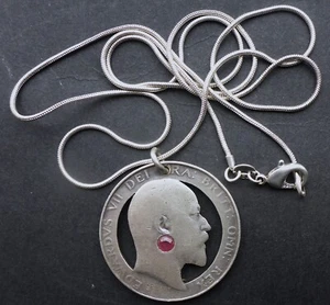 HOBO/FICHA DE AMOR FLORÍN ESTERLINA CORTADO A MANO CON RUBÍ + CADENA MONEDA DE DIEZ CENTAVOS EE. UU. Y SOLO SE PUEDE ENVIAR - Imagen 1 de 3