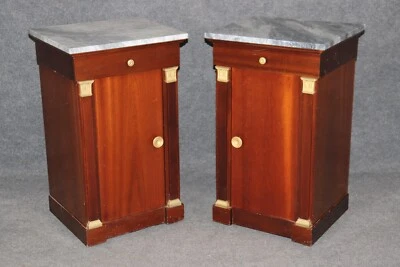 Gorgeous Pair of French Dore' Bronze and Marble French Empire Nightstands - Image 1 of 4