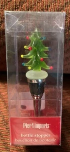Pier1 Christmas Tree Bottle Stopper Wine NIB Wine Bottle Novelty Glass  - Picture 1 of 8