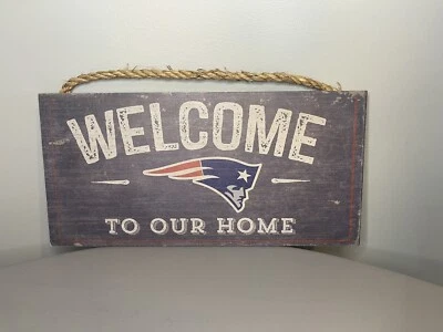 NFL Welcome To Our Home 新英格兰爱国者队木质标志 12 x 6 — 第 1/4 张图片