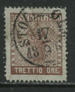 Sweden 1860 30 ore rose red brown used - Picture 1 of 1