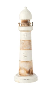 Faro faro señal de mar a rayas madera de alaasia beige blanco - Imagen 1 de 5