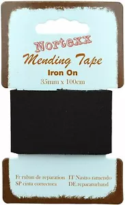 Nortexx Black Iron on Mending Tape - 35mm Wide x 1m - Cotton Fabric Tear Repair - Picture 1 of 1