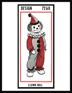 Patrón de muñeca payaso ~24"~ pedido por correo de juguete # 7260 - Imagen 1 de 5