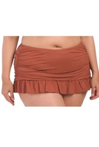 LA BLANCA Plus Island Goddess Ruffled Brown Swimwear Skirt Size 18W - Picture 1 of 7