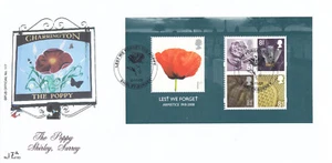 Lest We Forget MS GB Brasero Amapola Shirley Surrey Pub FDC 2008 17a/60 (142075) - Imagen 1 de 1