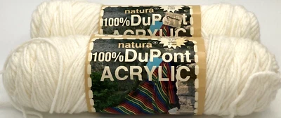 Natura 100% Dupont Acrylic Yarn 2 Skeins White 4 Ply Worsted 3 oz Each Vintage - Image 1 of 4