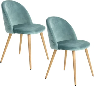 Upholstered Velvet Dining Chair Mid Back Armless with Wood Legs for Home Kitchen - Picture 1 of 8