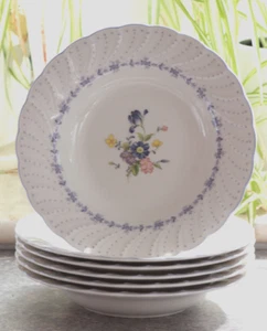 NIKKO Tableware VANESSA Blue Peony 6x SUPPENTELLER Blau gewellter Rand Ø 23cm - Bild 1 von 7
