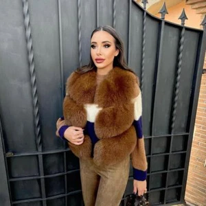 Winter New Short Gilet Real Fox Fur Vest Elegant Women Warm Collarless Waistcoat - Picture 1 of 4