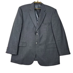 Vintage Stafford Mens Size 44R Solid Gray Wool Blend Crest Metal Buttons Blazer - Picture 1 of 11