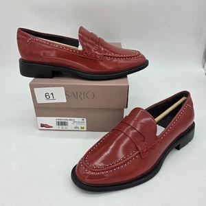 Sarto By Franco Sarto A-Eden Studs Women 6.5 Holiday Red Penny Loafer Shoes - Picture 1 of 12