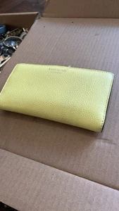 KATE SPADE YELLOW LEATHER WALLET, Many Compartments, Pale Pink Leather Inside, - Picture 1 of 10