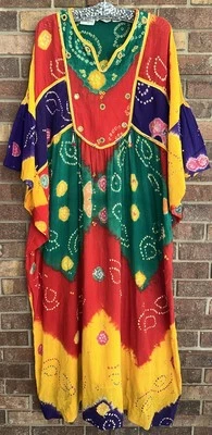 Judith Ann Lounge Vintage TieDye Art To Wear Boho Batik Neiman Marcus Caftan OS - Image 1 of 4