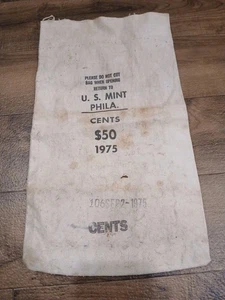 Vintage 1975 Philadelphia U.S.Mint $50 Cents Canvas Money Bag💰  - Bild 1 von 6