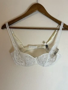 RARO reggiseno da sposa nuovo con etichette 34C vintage Christian Dior panna pizzo nylon trasparente - Foto 1 di 5