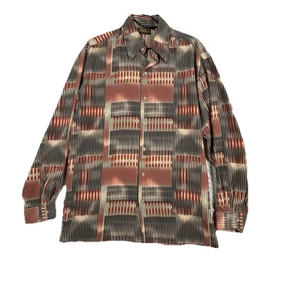 Camisa Colección Monzini Abotonada Para Hombre M Manga Larga Rayas Roja Negra De Colección Foto 1 de 4