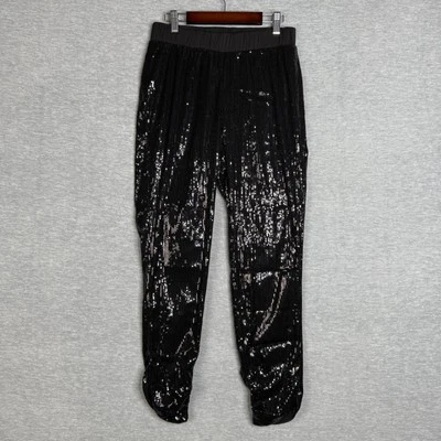 Pantalones de lentejuelas del mercado negro de la Casa Blanca nuevos con etiquetas talla XS negros cintura elástica glamurosa $88 Foto 1 de 4
