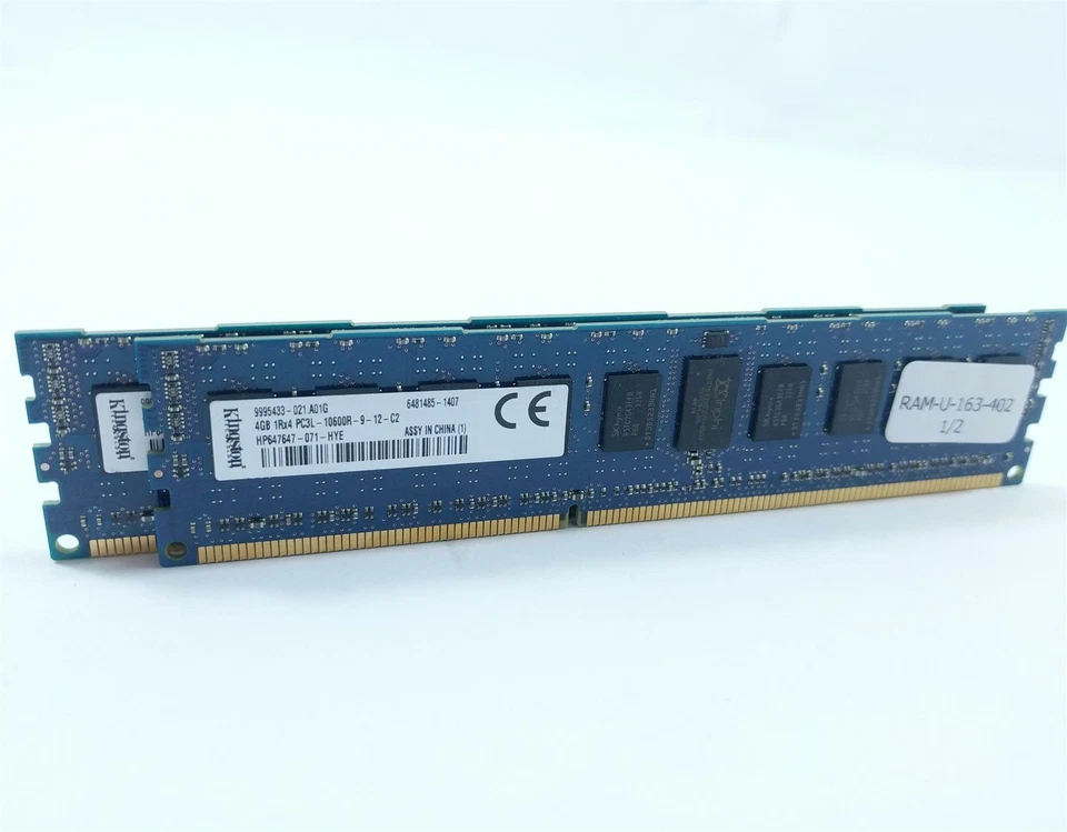 Kingston HP647647-071-HYE 8GB (2x4GB) PC3-10600R DDR3-1333 Registered RAM - Image 1 of 1