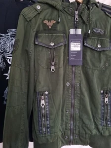 SKORP Herren Jeans-Jacke mit Kapuze, Gr. L ~ MilitärGrün - Bild 1 von 13