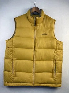 Men's XL Tall Eddie Bauer Premium Goose Down Filled Mustard Yellow Puffer Vest - Picture 1 of 15