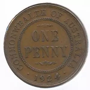 Australia 1924 One Penny 1d George V - good Very Fine - Picture 1 of 4