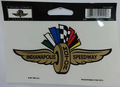 Indianapolis Motor Speedway Gold Wings Wheel Flag Decal Adhesive IMS - Image 1 of 4