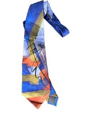 Corbata Jerry Garcia 'Alligator Works' 100 % seda azul, tostado, naranja abstracta nueva con etiquetas Foto 1 de 3