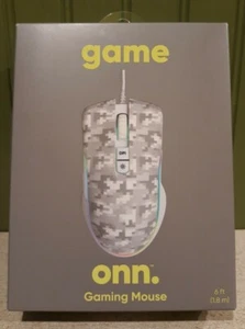 onn Gaming Mouse with Attached USB Cable LED Lighting Effects (6 ft) - Grey - Picture 1 of 4