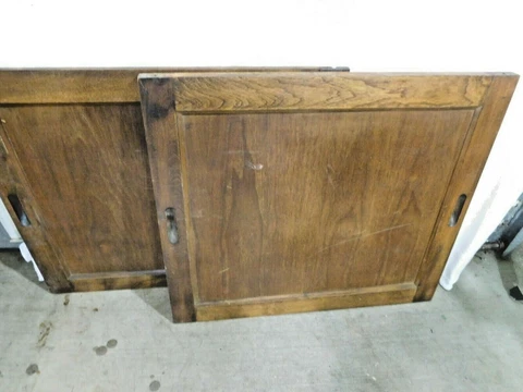 Antique ~ Salvage ~ Two Walnut Sliding Doors for Display Case            #2065 Cover