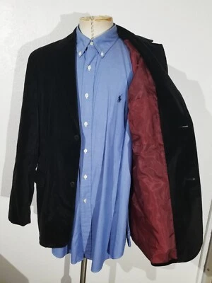 DKNY L 42R Negro Terciopelo Algodón Abrigo Deportivo Blazer Chaqueta Cena Evento Nuevo sin Etiquetas Foto 1 de 4