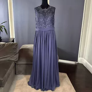 Women’s Blue Full Length Sleeveless Chiffon Bridesmaid Dress Zip Up Size 16 NEW - Picture 1 of 11