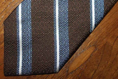 DANIEL CREMIEUX SIGNATURE COLLECTION MENS NECKTIE 100% SILK STRIPED BROWN MULTI - Image 1 of 4